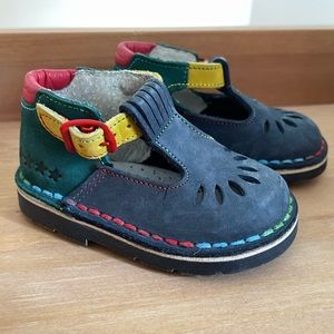 GBB leather Mary Jane baby toddler shoes rainbow blue colorful made in France